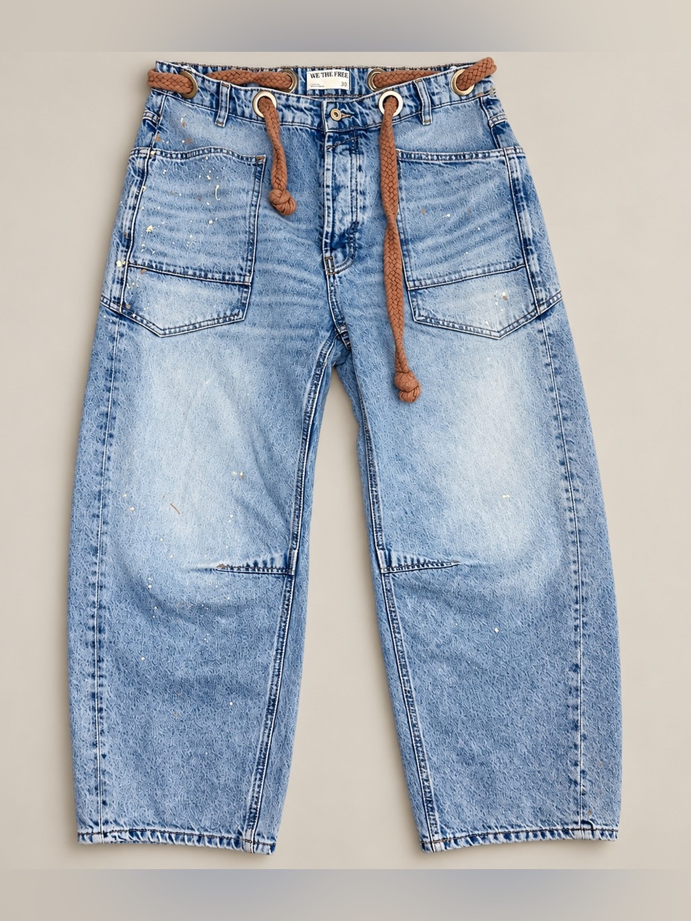 Free People We The Free Women’s Moxie Low Slung Pull On Barrel Jeans Size 30